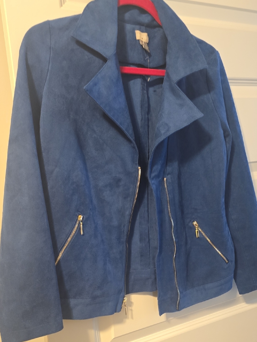 Chico's Suede Zip-Front Women's Jacket - Royal Blue NWOT